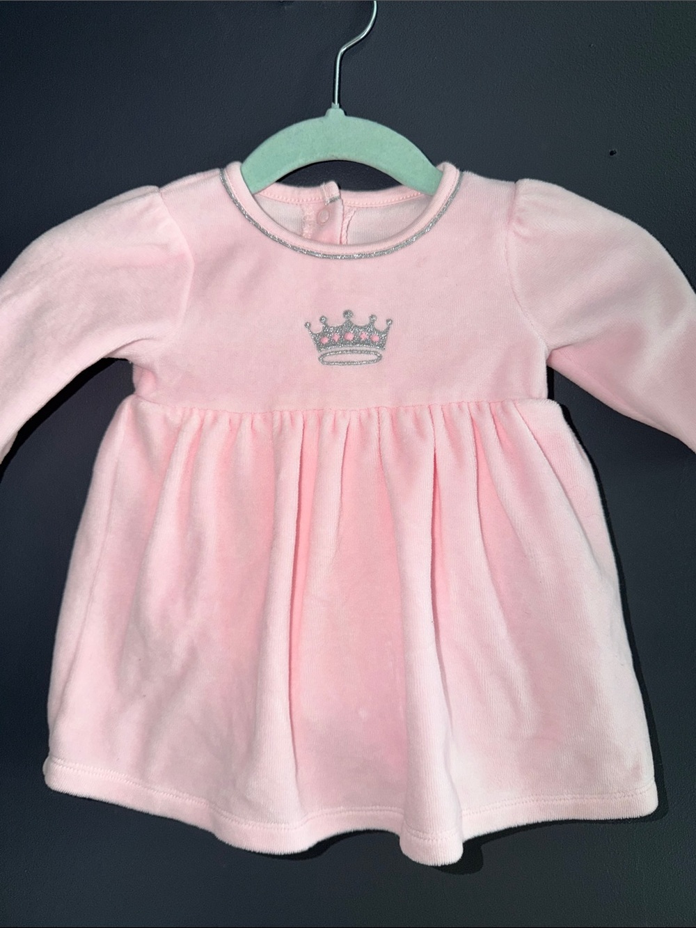 Rachel Riley Pink Velour Crown Dress